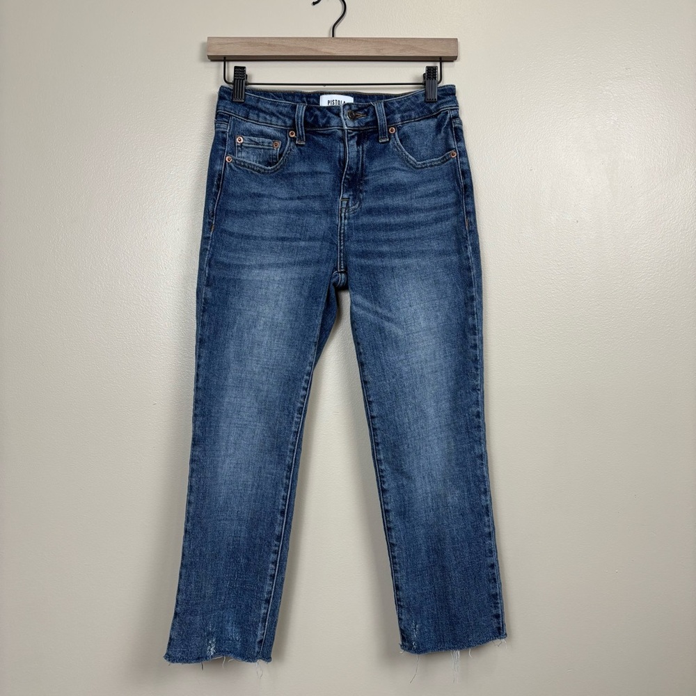 Pistola Jeans Womens‎ 25 Blue Monroe Mid Rise Cropped Cigarette Raw Hem Denim